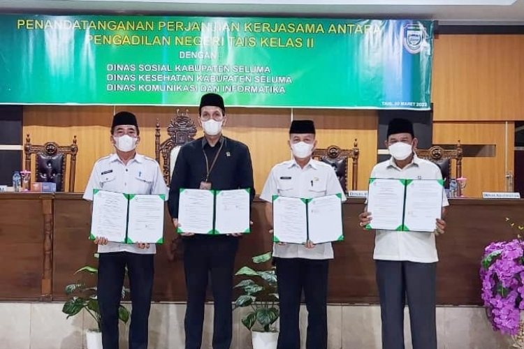 Perjanjian Kerjasama Antara Pengadilan Negeri Tais Kelas II Dengan Tiga OPD Di Lingkungan Pemerintah Kabupaten Seluma 