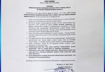 Ramadhan 1441 H Ini 7 Poin Surat Edaran Walikota Bengkulu