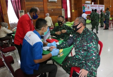 Korem 041/Gamas Gelar Donor Darah Dalam Rangka HUT TNI Ke-75 