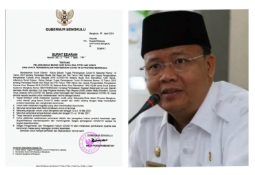 Gubernur Rohidin Keluarkan SE : Perbolehkan Mudik Dalam Bengkulu Pembubaran Kerumunan Hingga Bahas Wisata dan Angkutan