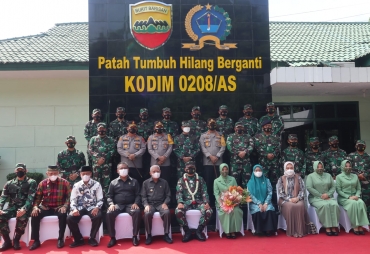 Kapolres Hadiri Kedatangan Danrem 022/PT di Kodim 02/08 Asahan