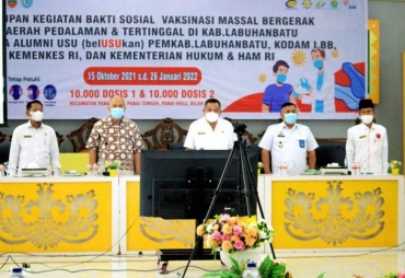 Sekdakab Labuhanbatu Hadiri Penutupan Kegiatan Vaksinasi Bergerak Alumni USU