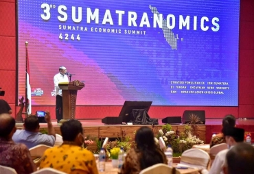 Gubernur Sumut Edy Rahmayadi saat menjadi keynote speaker pada kegiatan Sumatranomic ke-3 