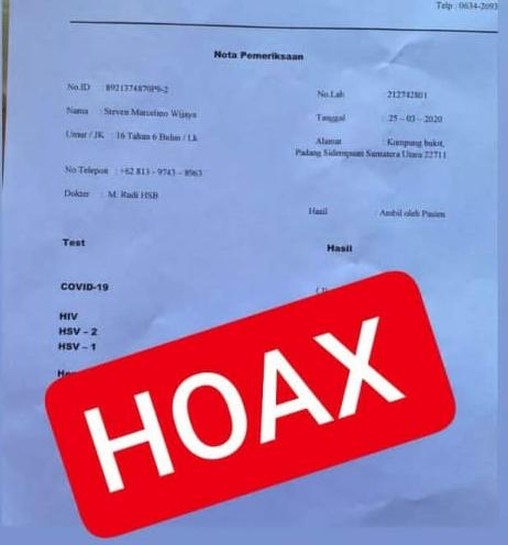 Sidimpuan Geger Nota Pemeriksaan Warga Positif Covid-19 Beredar