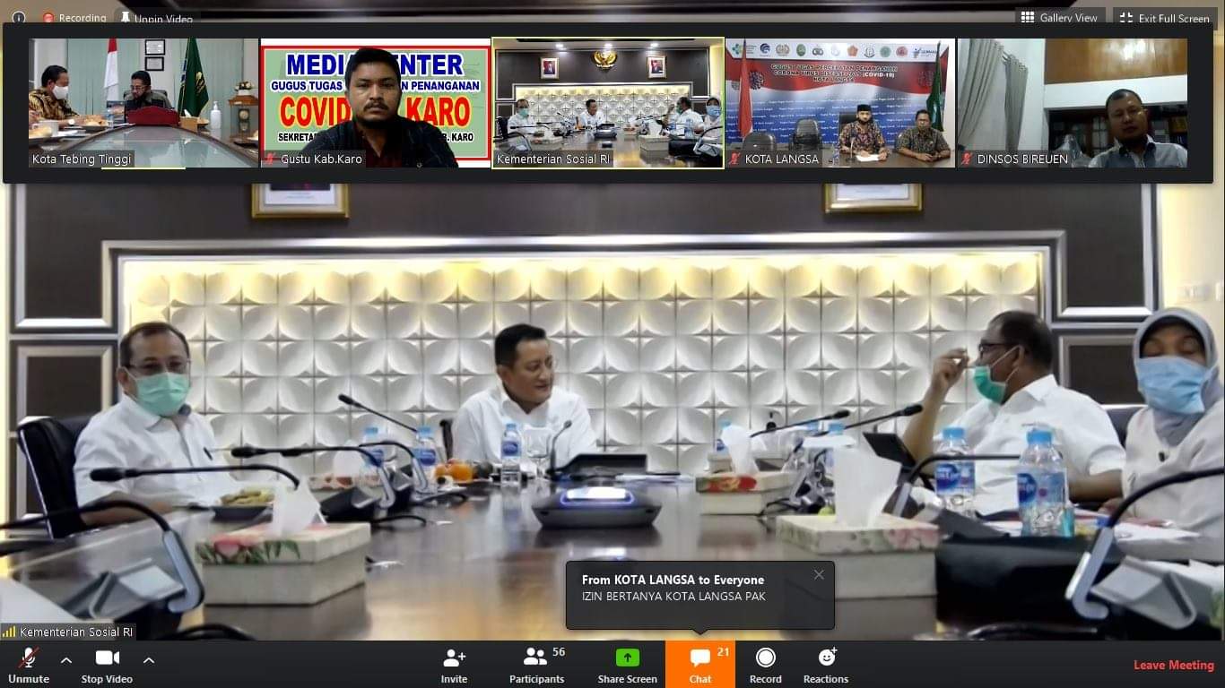 Bupati Karo Ikuti Teleconference Bersama Mensos RI