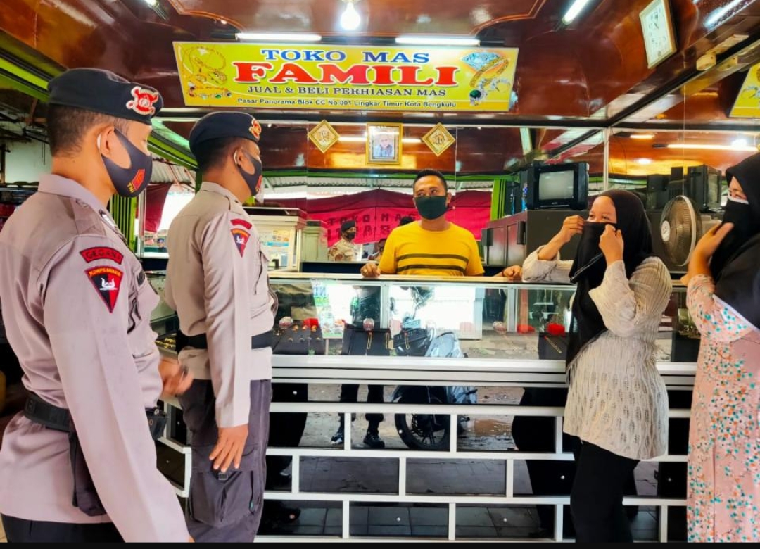 Ops Aman Nusa Pencegahan Covid-19 Polda Bengkulu Patroli di Pusat Keramaian
