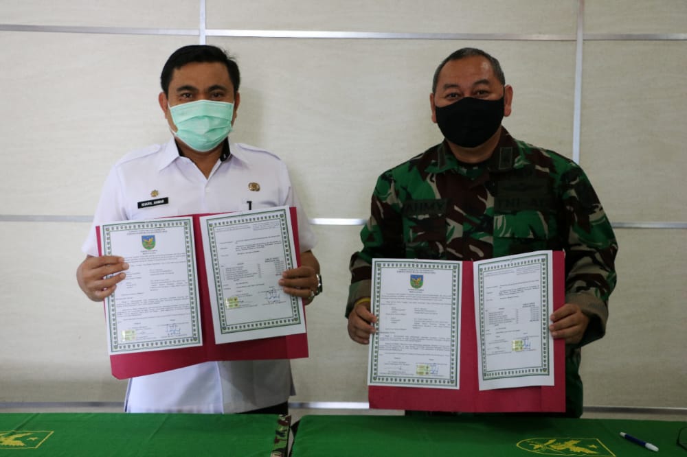 Korem 041/Gamas Serah Terimakan Hasil Kerja Perbaikan Bronjong