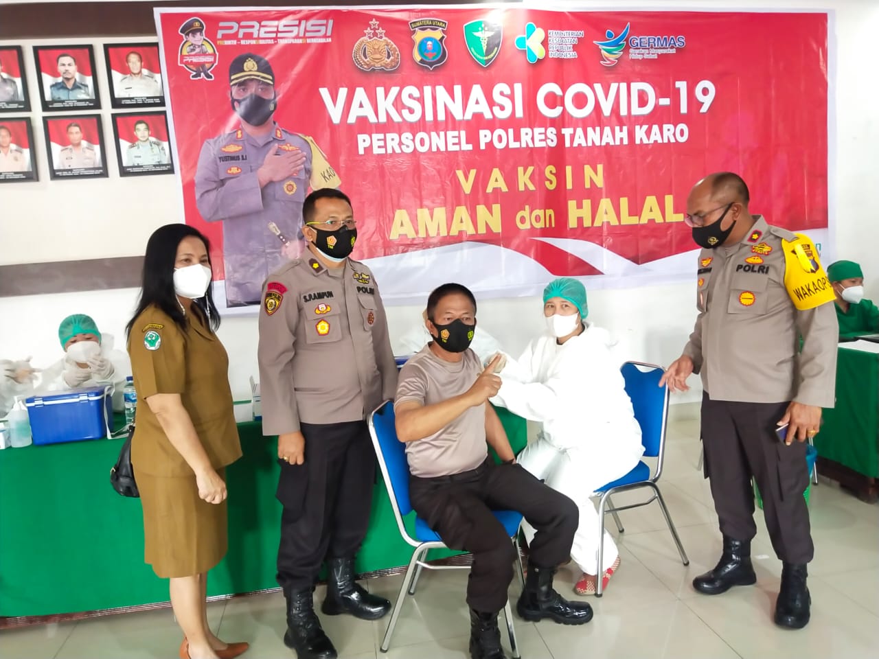 407 Personil Polres Tanah Karo Terima Vaksin