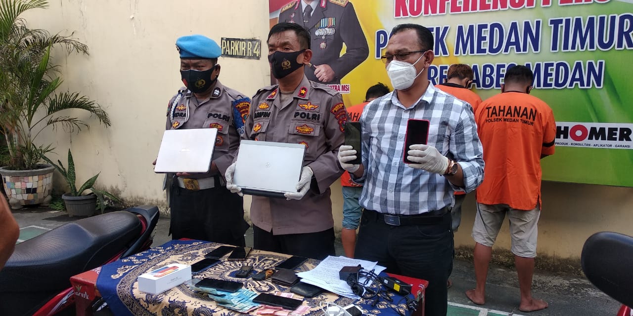 Polsek Medan Timur Ungkap Pelaku Pencurian Besar PT Budi Gadai 77 HP dan 21 Laptop Jadi Bukti