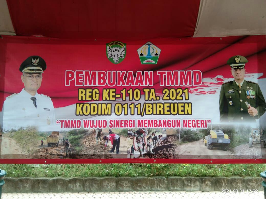 Kodim 0111 Bireuen Gelar TMMD ke-110 Tahun 2021