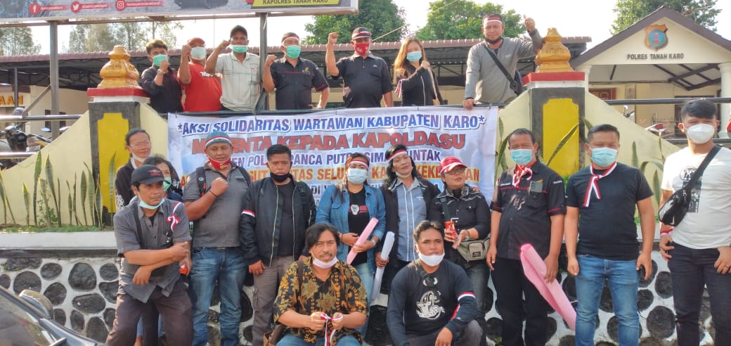 Aksi Damai Wartawan Karo Minta Kapolda Tuntaskan Kasus Pembunuhan Marsal