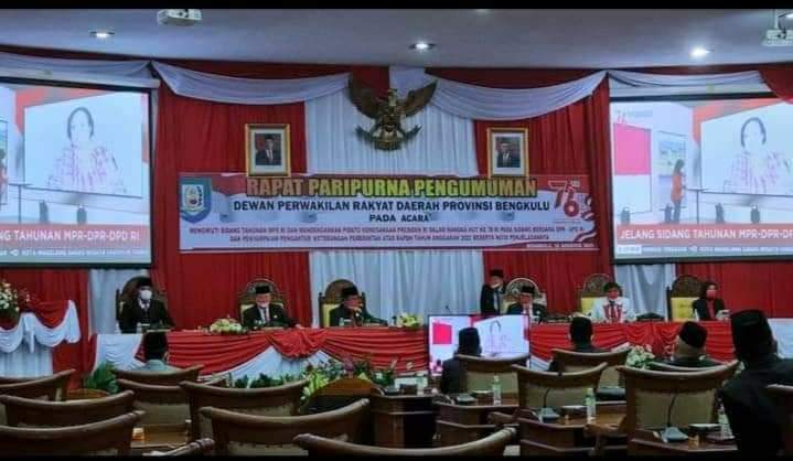 Gubernur Rohidin Ikuti Sidang Tahunan MPR RI dan Pidato Kenegaraan Presiden RI