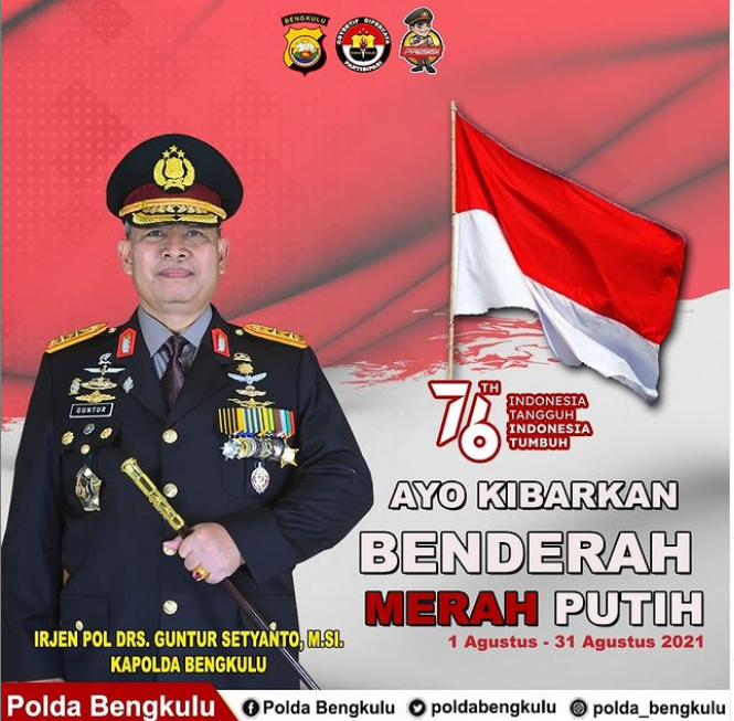 Pupuk Rasa Nasionalisme di HUT RI Kapolda Bengkulu Ingatkan Tetap Disiplin Prokes
