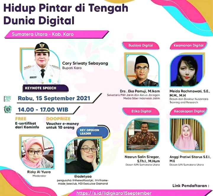 Webinar Gerakan Nasional Literasi Digital 2021 Bupati Karo Jadi Keynote Speech