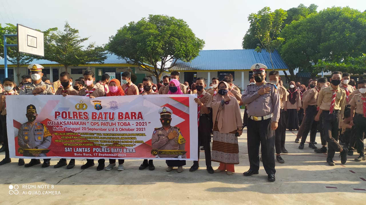 Satlantas Polres Batu Bara Sosialisasi Prokes dan Tertib Berlalu Lintas