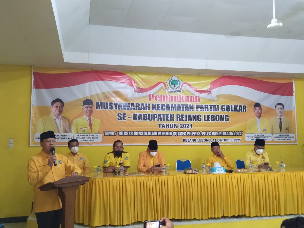 Ketua DPD Partai Golkar Provinsi Bengkulu Dr H Rohidin Mersyah