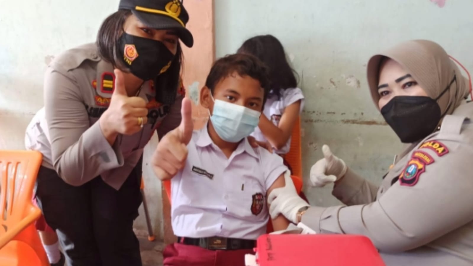 Polsek Tuntungan Berkolaborasi Gelar Vaksinasi Anak 6-11 Tahun