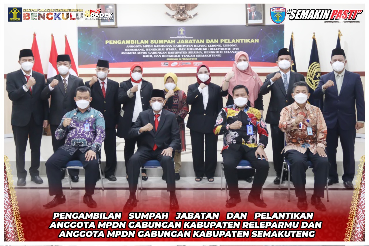Kanwil Kemenkumham Bengkulu Ambil Sumpah Jabatan Anggota MPDN