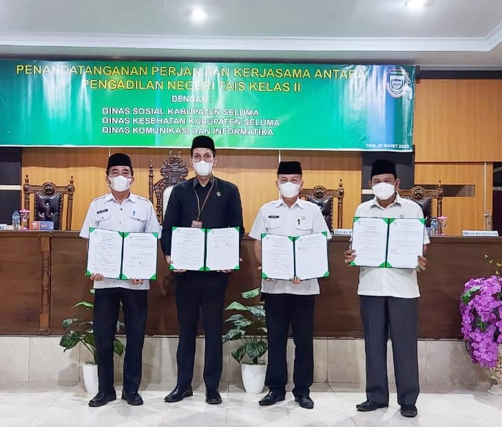 Perjanjian Kerjasama Antara Pengadilan Negeri Tais Kelas II Dengan Tiga OPD Di Lingkungan Pemerintah Kabupaten Seluma 