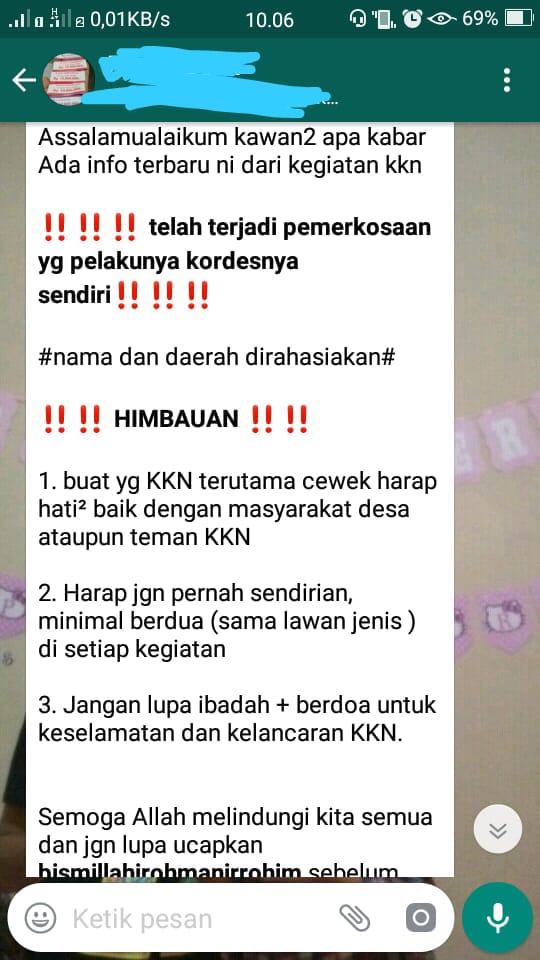 Screenshot Percakapan di salah satu Grup Whatsapp