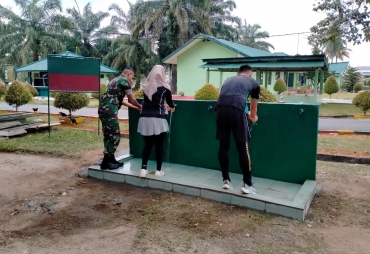 Antisipasi Corona, Kompi Senapan C Yonif-126/KC Perbanyak Wastafel Cuci Tangan