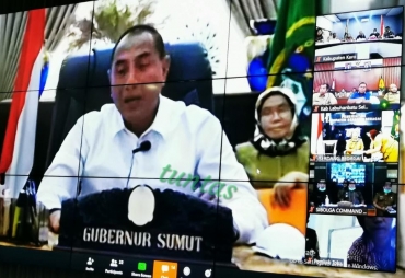 Videoconference Bersama Gubernur Bupati Karo Sampaikan Usulan