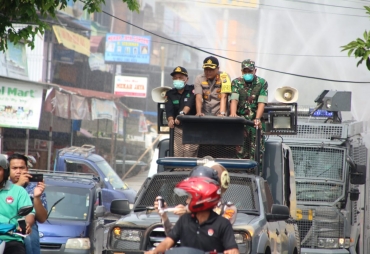 Penyemprotan Disinfektan Pemkab Kampar dan Kodim-Polres Lakukan Sinergi