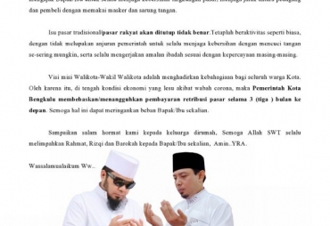 Walikota : Pemkot Tangguhkan Biaya Retribusi Pasar 3 Bulan Kedepan