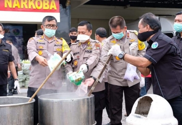 Polda Sumut Musnakan BB Hasil Penindakan Kasus Desember-Maret