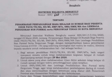 Pemkot Tambah Masa Belajar di Rumah Hingga Hari Raya