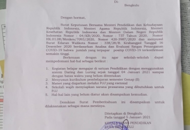 Cegah Kluster Baru Covid-19 Dikbud Kota Tunda KBM Tatap Muka