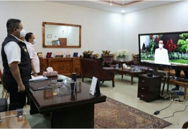 Bupati Dairi Ikuti Rakornas Penanggulangan Bencana Tahun 2021 Melalui Virtual