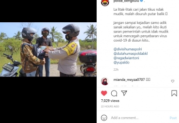 Kapolda Bengkulu : Patuhi Larangan Mudik dan Terapkan Prokes Dimanapun Berada