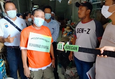 Polsek Sunggal Gelar Rekonstruksi Suami Siri Bunuh Istri