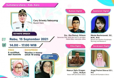 Webinar Gerakan Nasional Literasi Digital 2021 Bupati Karo Jadi Keynote Speech
