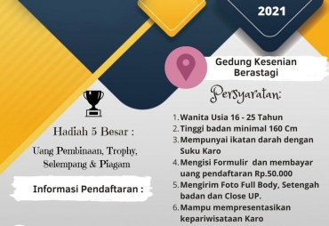 Pendaftaran Pemilihan Putri Pariwisata Karo 2021 Telah Dibuka Ini Syaratnya