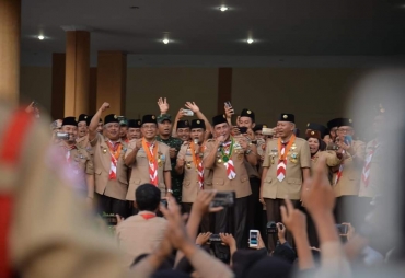 Ketua Kwarda Gerakan Pramuka Sumut Nurdin Lubis, usai menghadiri Rakor persiapan kegiatan tersebut yang dipimpin Pj Sekdaprov Sumut Afifi Lubis di Kantor Gubernur Sumut