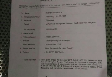 Foto Bukti Pelaporan LBH APKB di Polda Bengkulu 