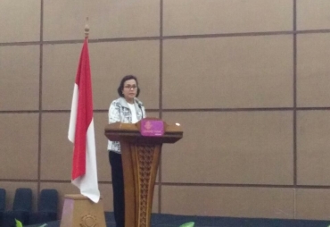 Mentri Keuangan Sri Mulyani Saat Memberikan Sambutan