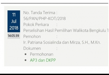 Bukti register gugatan di MK